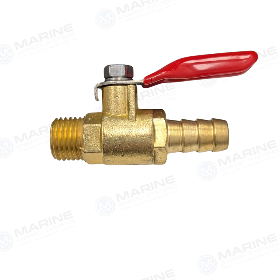 2 Way Brass Ball Valve Fuel Tap 1/4" NPT x 3/8" Barb