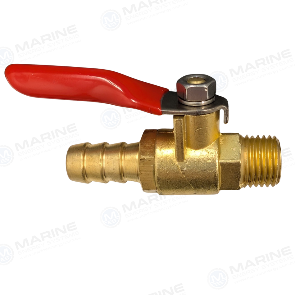 2 Way Brass Ball Valve Fuel Tap 1/4" NPT x 3/8" Barb
