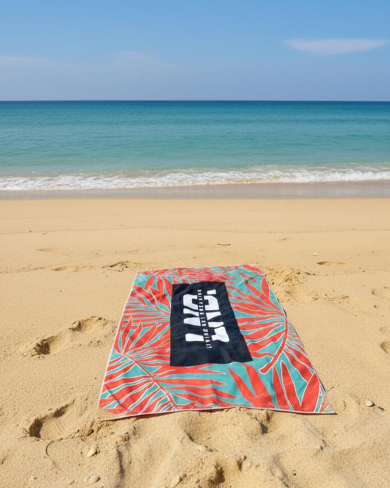 LND Red Palm Beach Towel