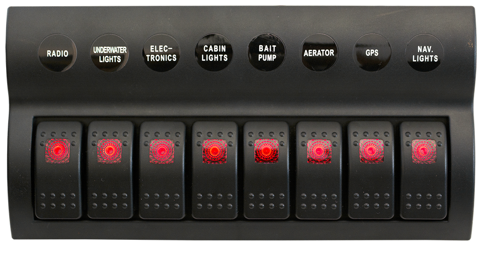 8 Gang Switch Panel With Circuit Breakers - Pre Wired