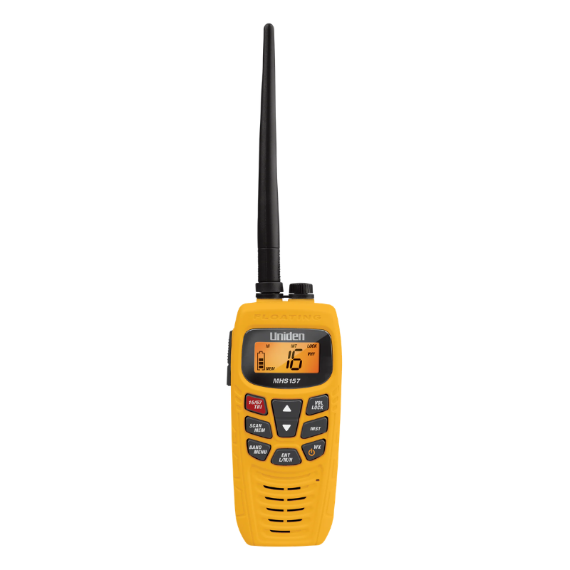 UNIDEN 5W VHF & 2.5 UHF MARINE RADIO - YELLOW MHS157UV