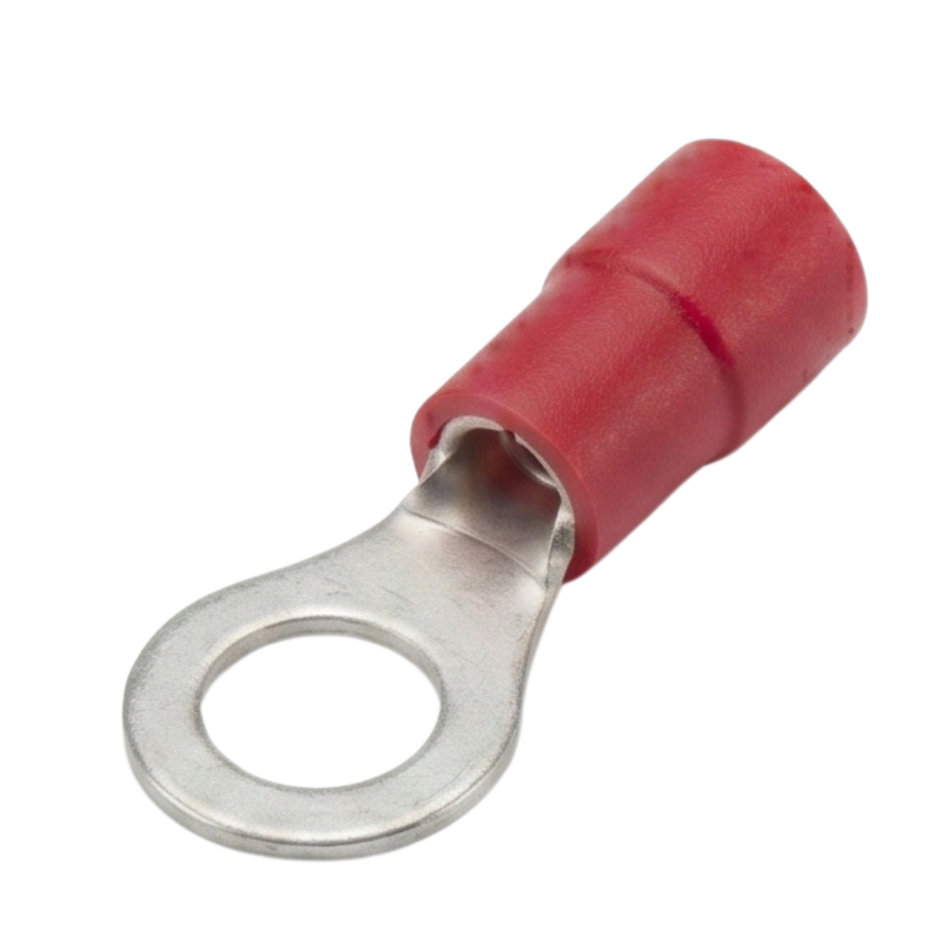 CARROLL RED CRIMP TERMINAL RING 8MM STUD 100PK