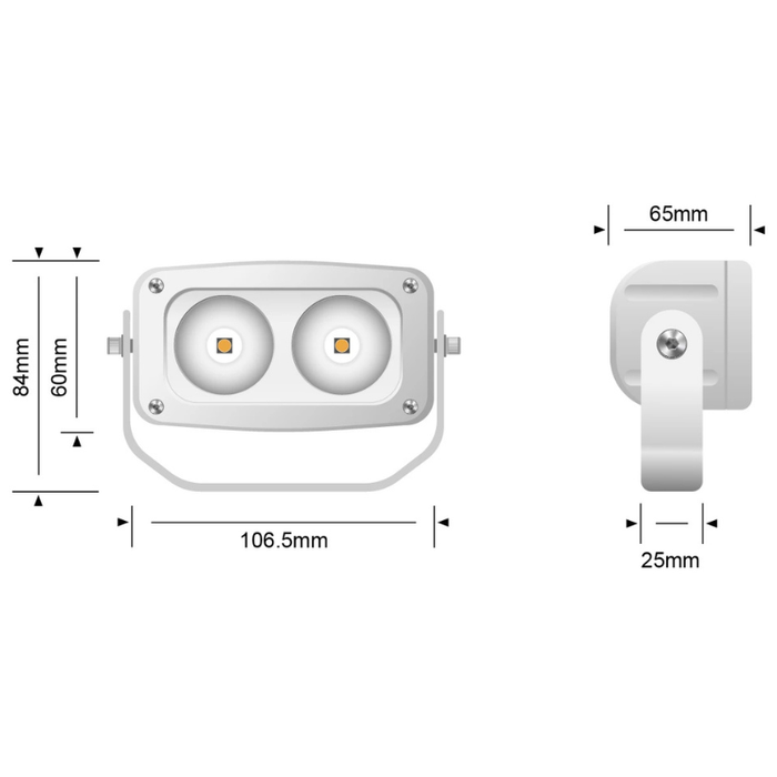 Marine White 20W Twin LED Flood Light