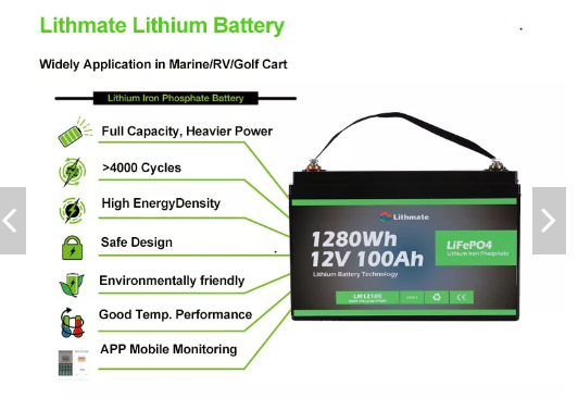 Marine Singular Cell LiFePO4 12v100ah Lithium Ion Deep Cycle Blue Tooth Battery